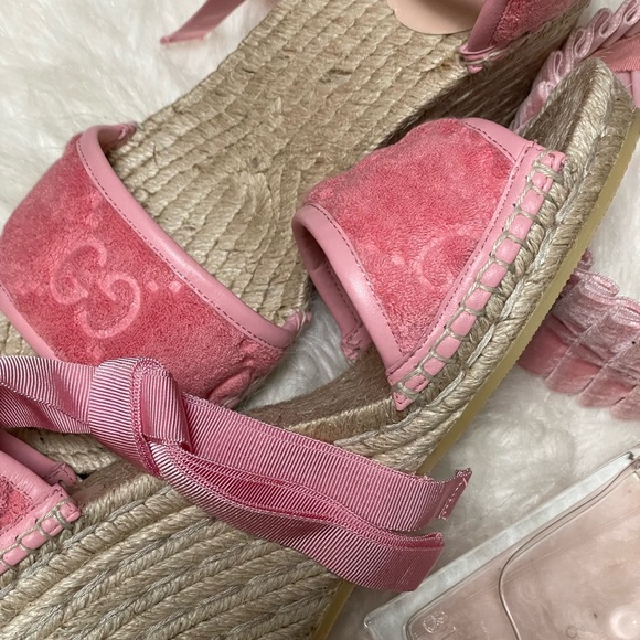 Gucci Women's Ankle Tie Espadrille Wedge Sandals - Picture 1 of 9